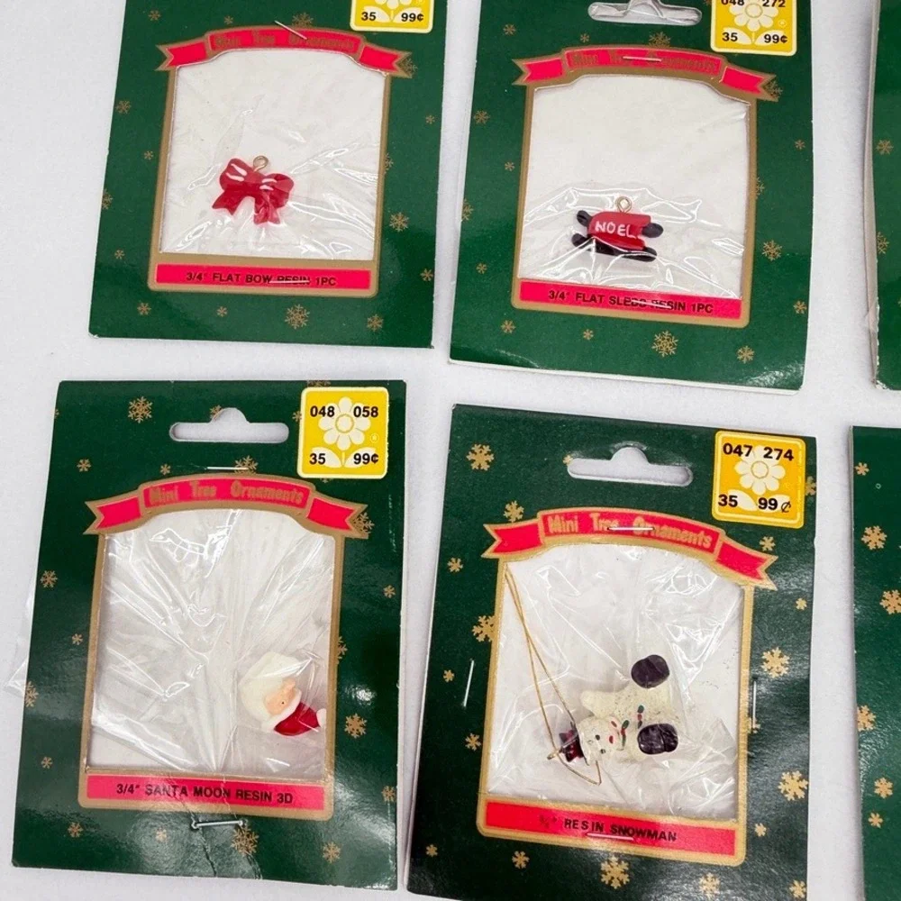 VTG Franks Miniatures Christmas Holiday Resin Wood Charms Crafting Set of 10